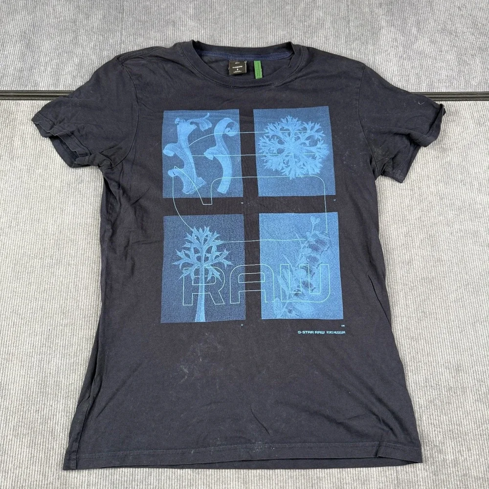 G-Star RAW Rijks Graphic T-shirt in dark blue cotton Sz‎ S black